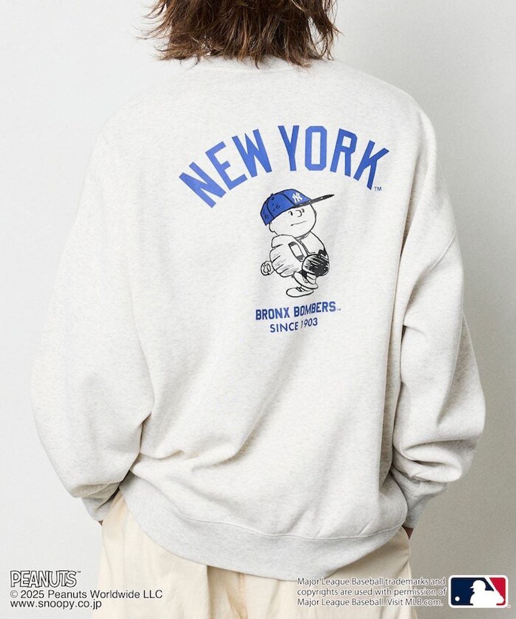 PEANUT × FREAKS STORE x MLB 三方聯名內裡刷毛大學T(洋基隊)_1