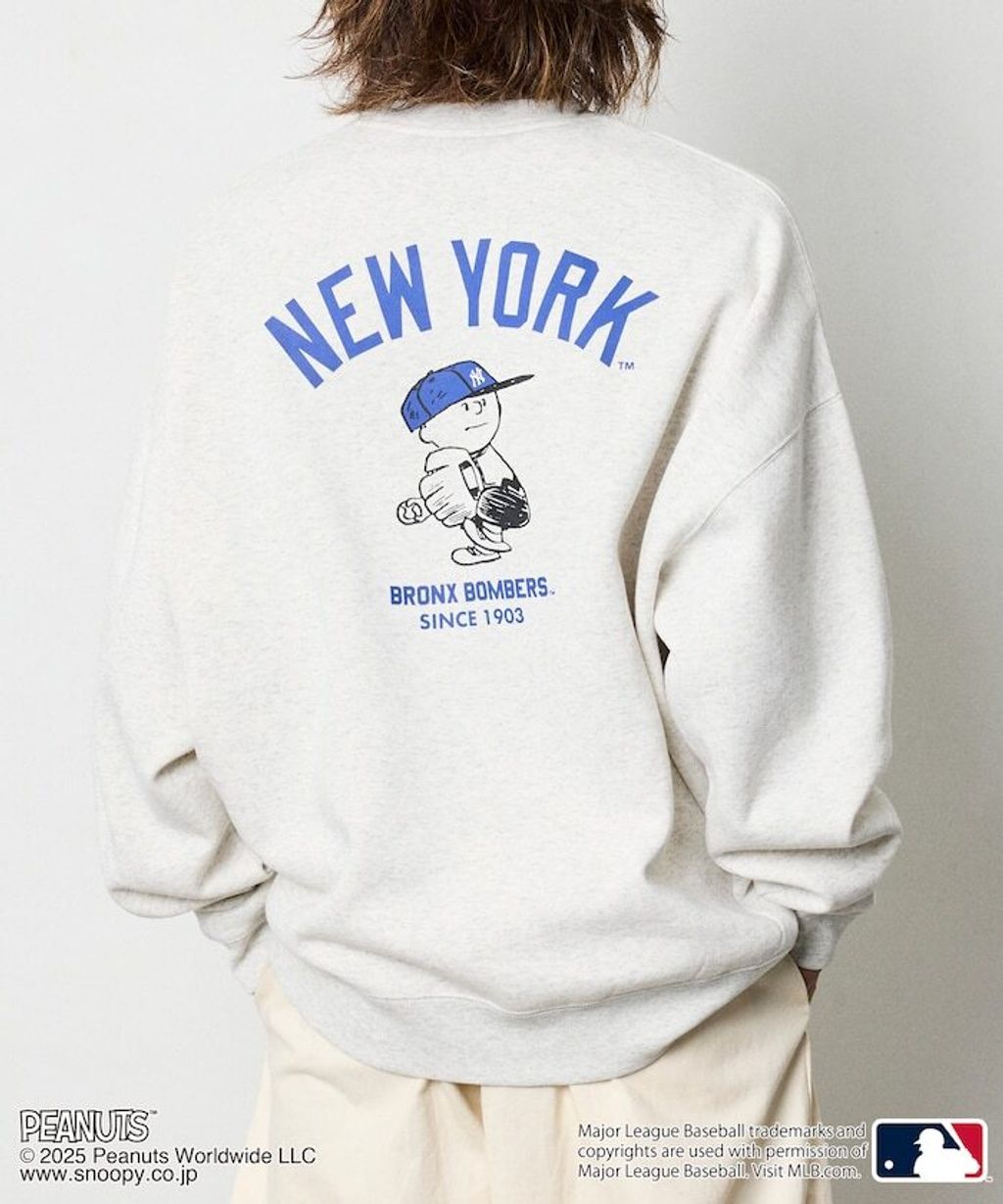 PEANUT × FREAKS STORE x MLB 三方聯名內裡刷毛大學T(洋基隊)_5