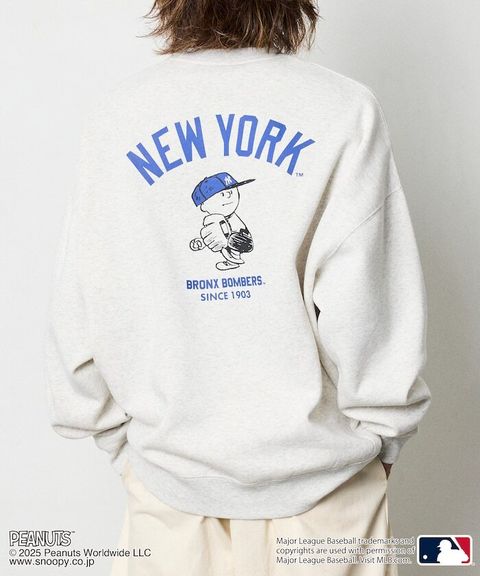 PEANUT × FREAKS STORE x MLB 三方聯名內裡刷毛大學T(洋基隊)_5