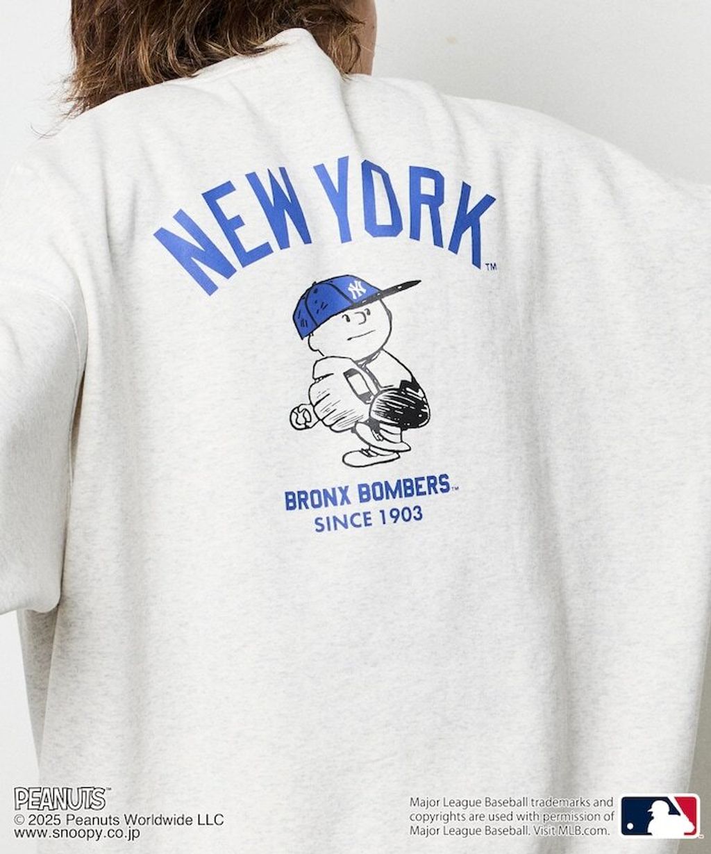 PEANUT × FREAKS STORE x MLB 三方聯名內裡刷毛大學T(洋基隊)_4