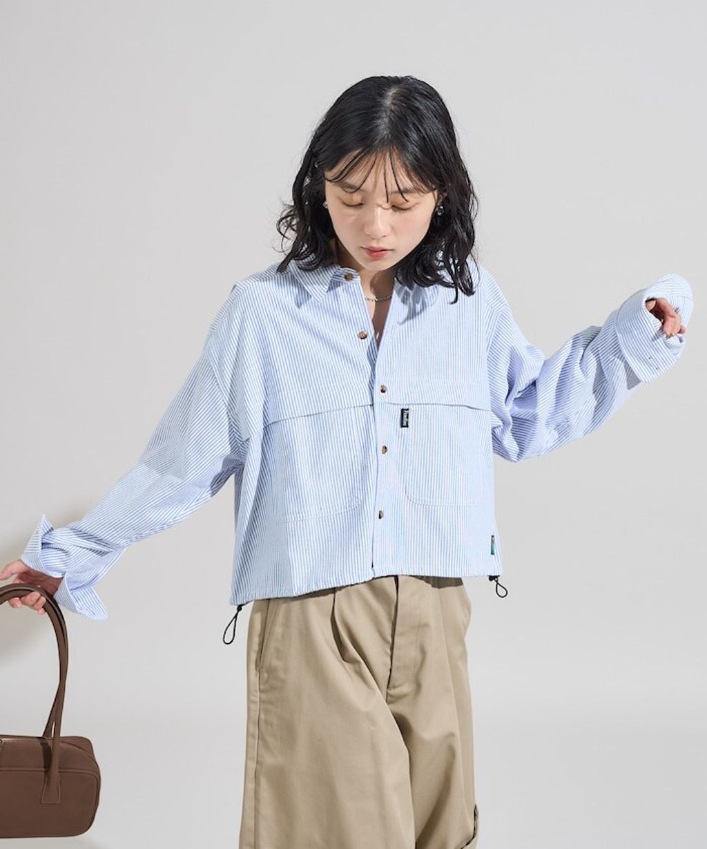 Foxfire × FREAKS STORE 牛津布短版下擺抽繩口袋襯衫_3