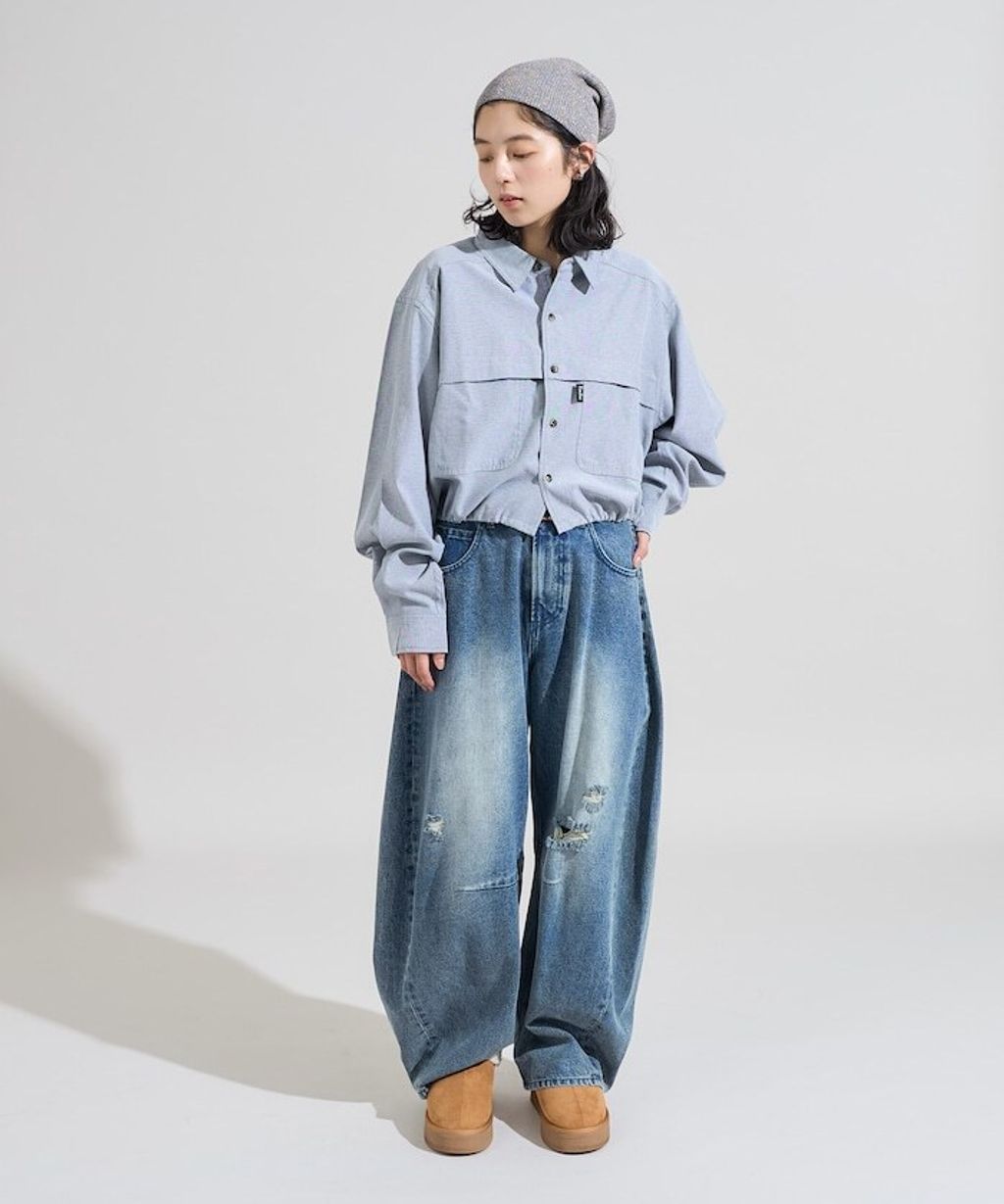 Foxfire × FREAKS STORE 牛津布短版下擺抽繩口袋襯衫_4