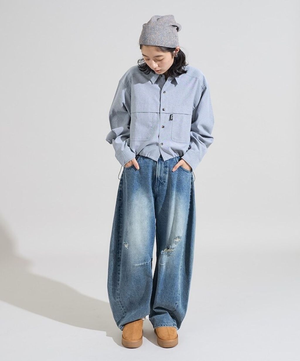 Foxfire × FREAKS STORE 牛津布短版下擺抽繩口袋襯衫_6
