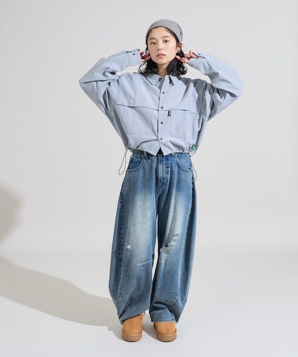 Foxfire × FREAKS STORE 牛津布短版下擺抽繩口袋襯衫_5