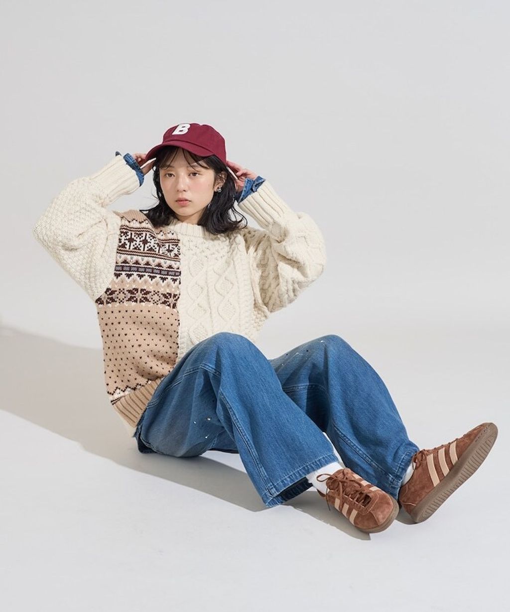 FREAKS STORE 拼接麻花古著感針織毛衣_4