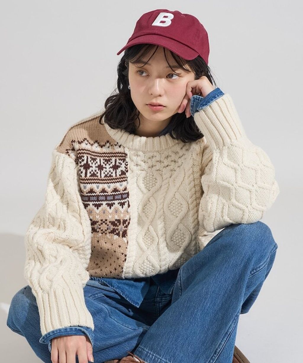 FREAKS STORE 拼接麻花古著感針織毛衣_11