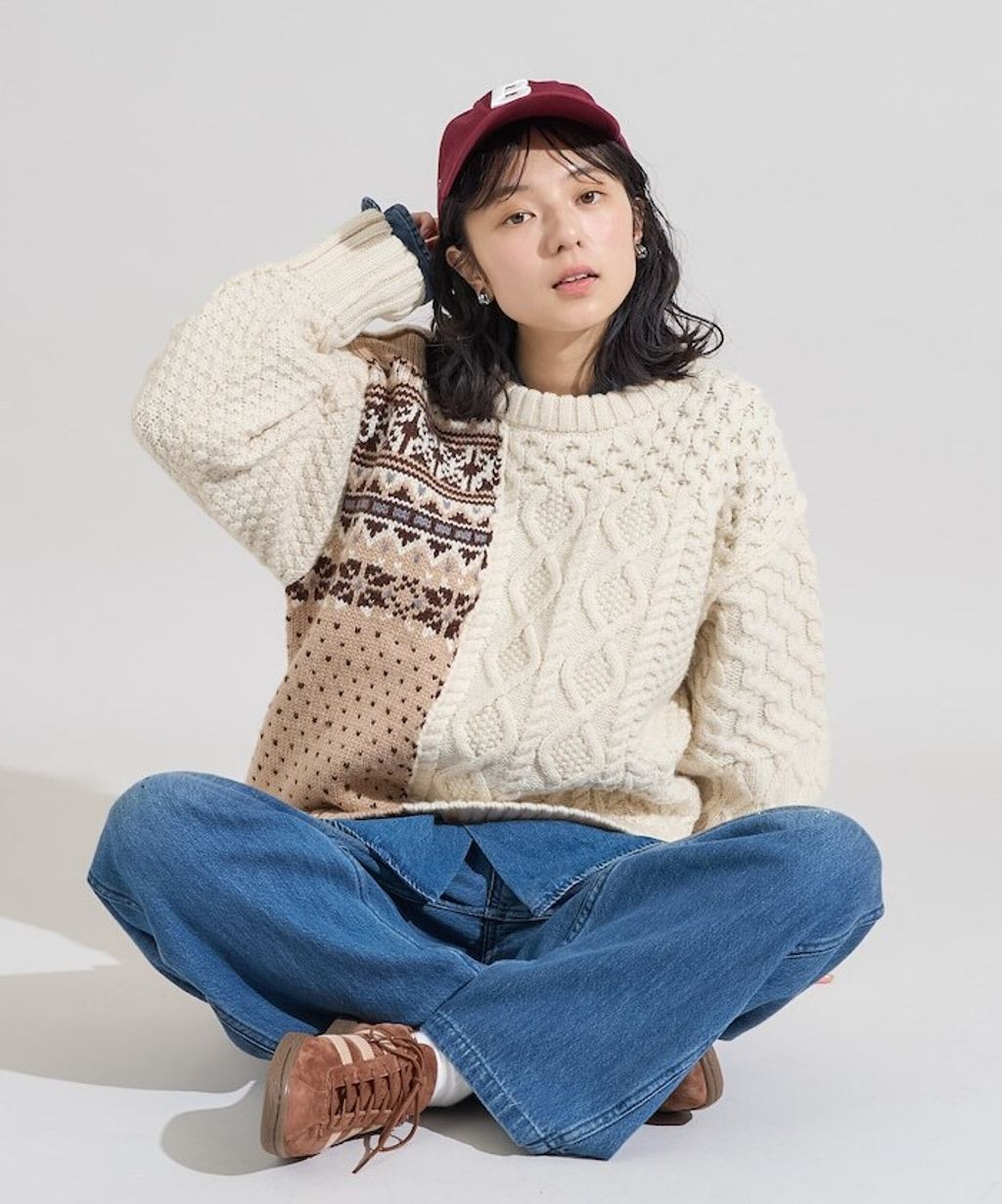 FREAKS STORE 拼接麻花古著感針織毛衣_5
