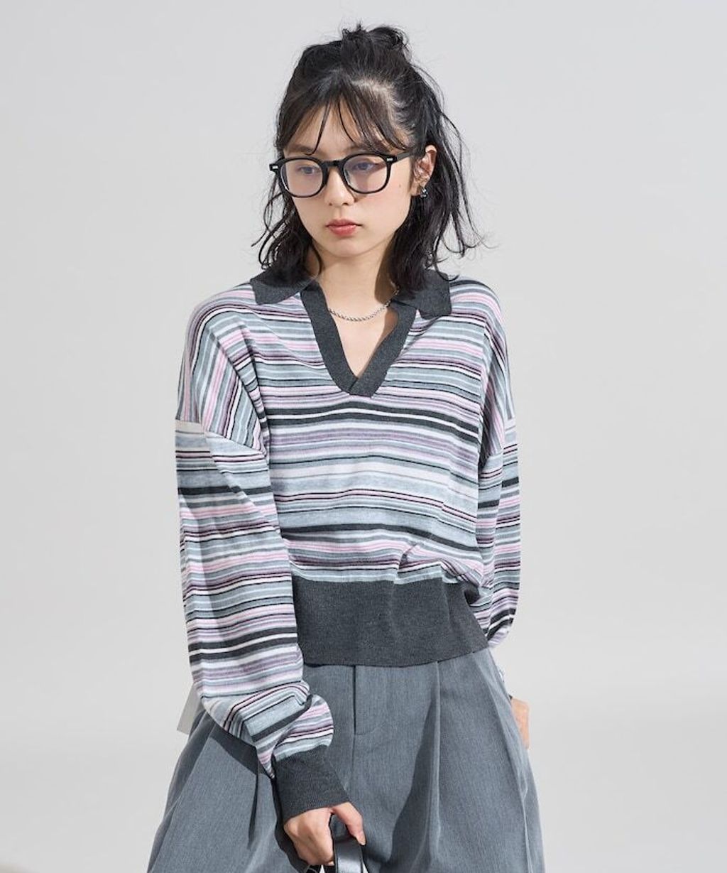 FREAKS STORE 短版開襟POLO領薄針織上衣_23