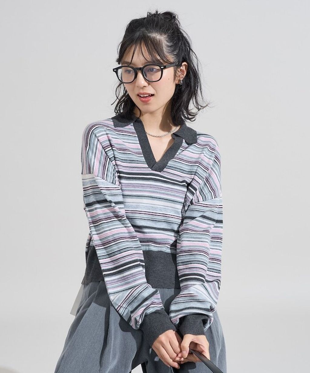 FREAKS STORE 短版開襟POLO領薄針織上衣_5