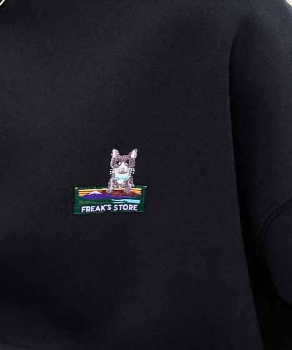 FREAKS STORE 動物刺繡logo定番素色刷毛大學T_19