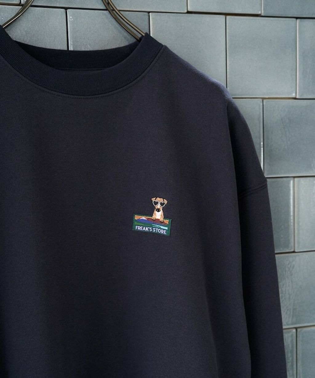 FREAKS STORE 動物刺繡logo定番素色刷毛大學T_27