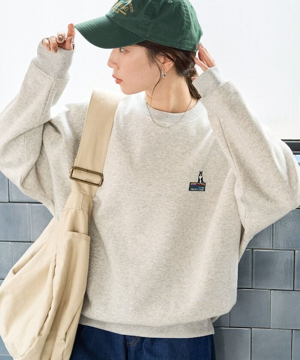 FREAKS STORE 動物刺繡logo定番素色刷毛大學T_7