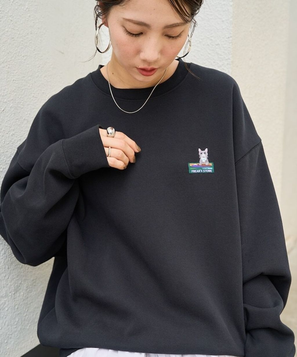 FREAKS STORE 動物刺繡logo定番素色刷毛大學T_14