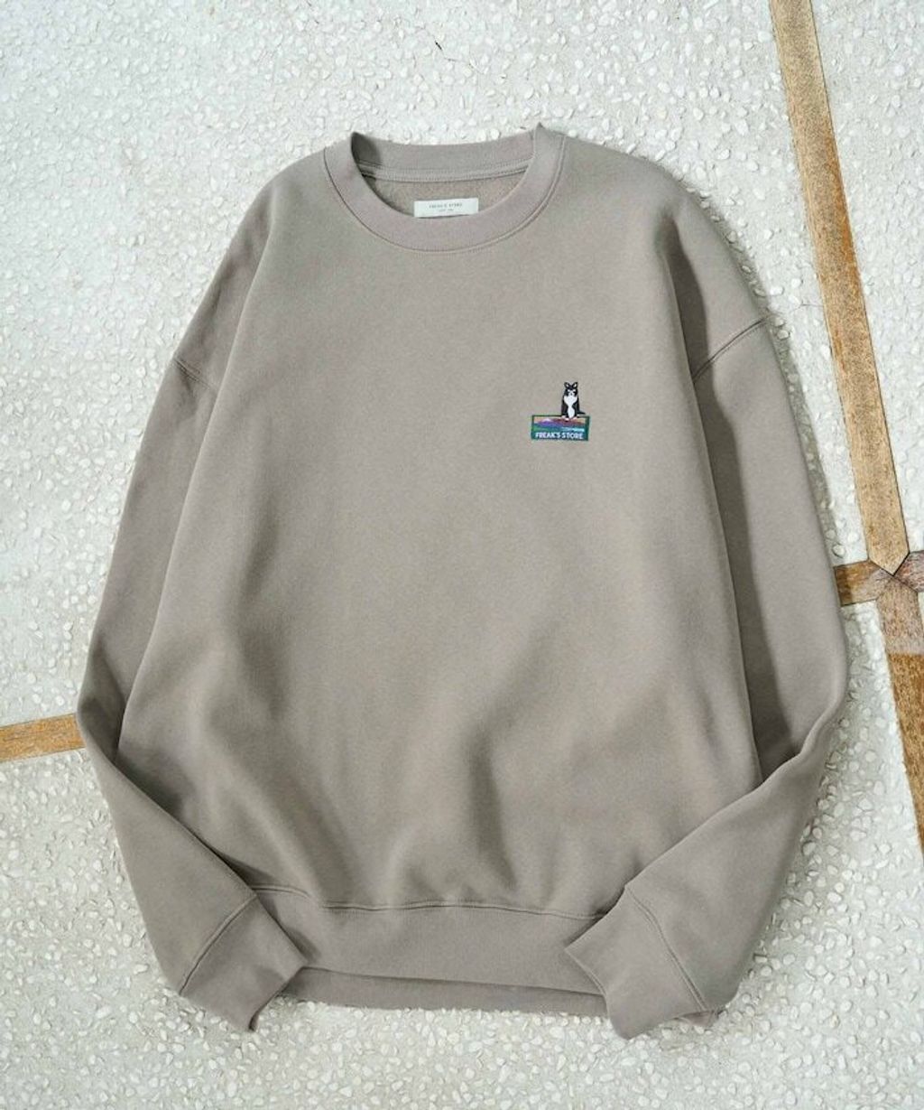FREAKS STORE 動物刺繡logo定番素色刷毛大學T_21
