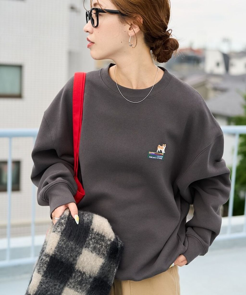 FREAKS STORE 動物刺繡logo定番素色刷毛大學T_3
