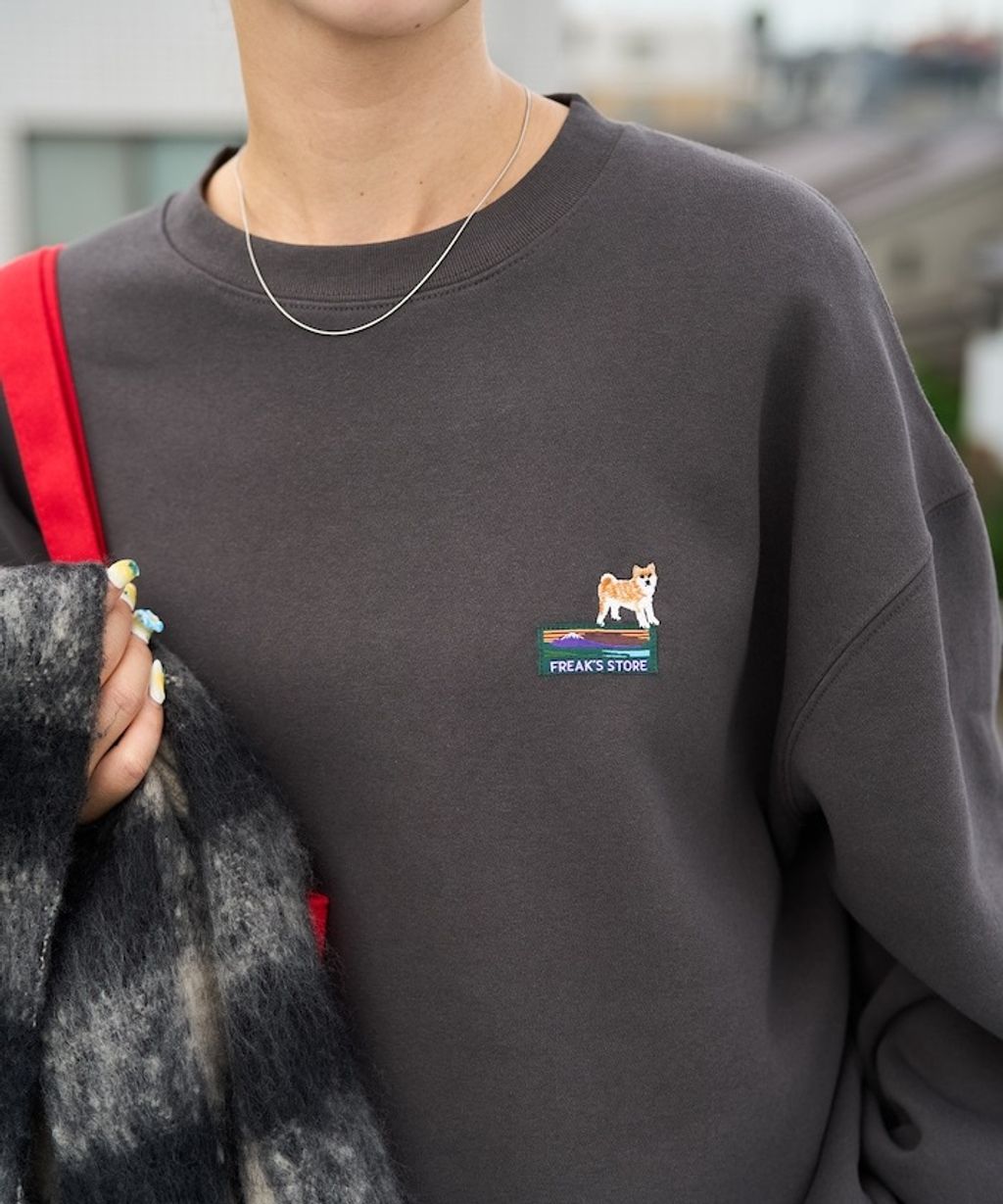 FREAKS STORE 動物刺繡logo定番素色刷毛大學T_34