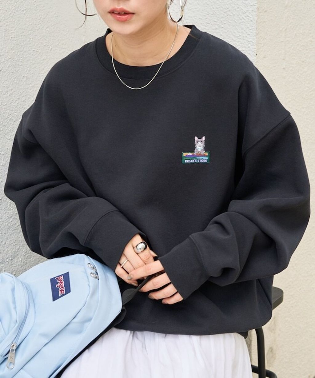 FREAKS STORE 動物刺繡logo定番素色刷毛大學T_4