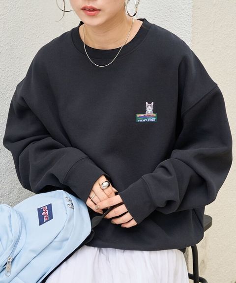 FREAKS STORE 動物刺繡logo定番素色刷毛大學T_4