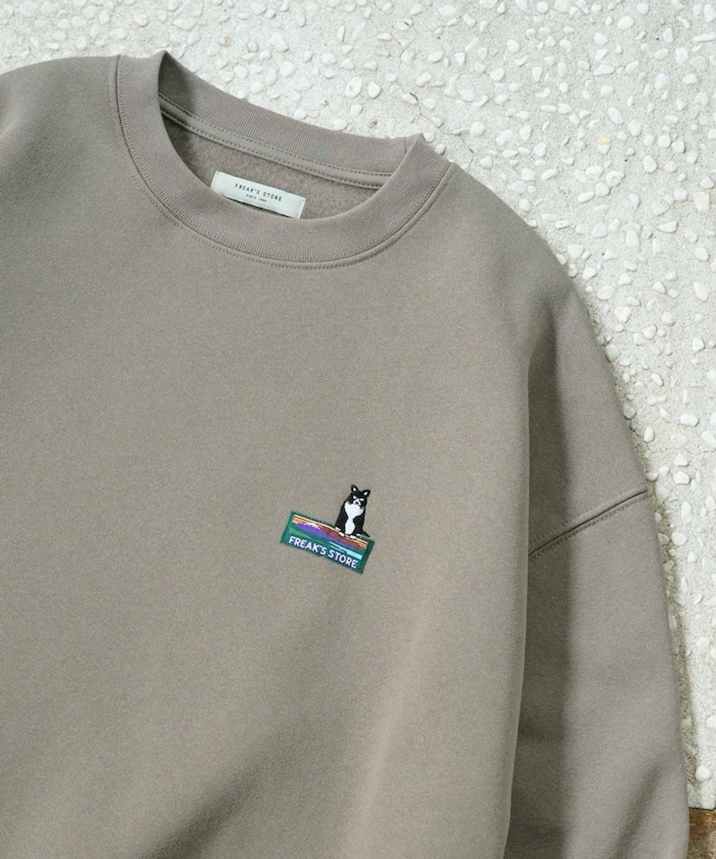 FREAKS STORE 動物刺繡logo定番素色刷毛大學T_5