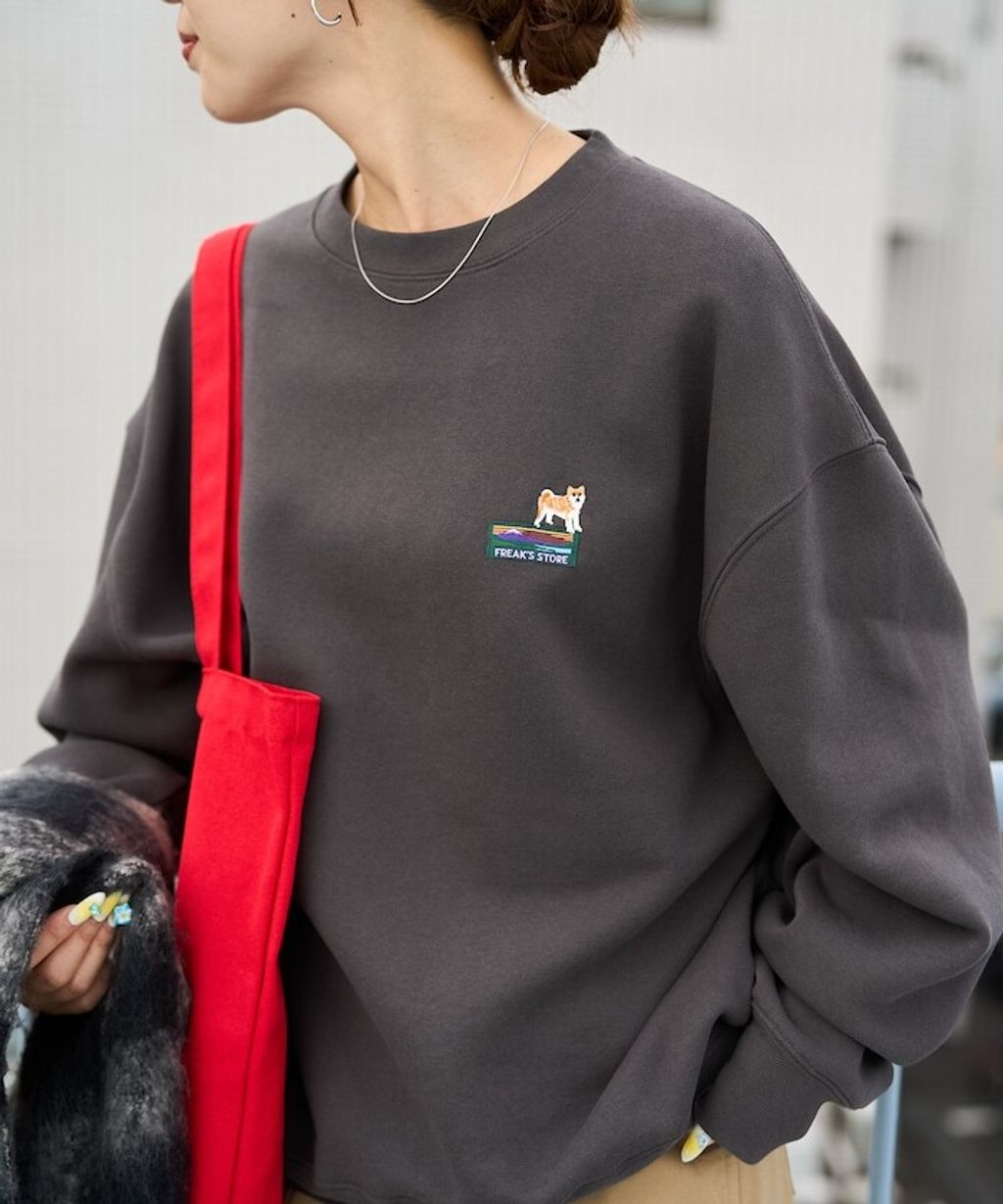 FREAKS STORE 動物刺繡logo定番素色刷毛大學T_29