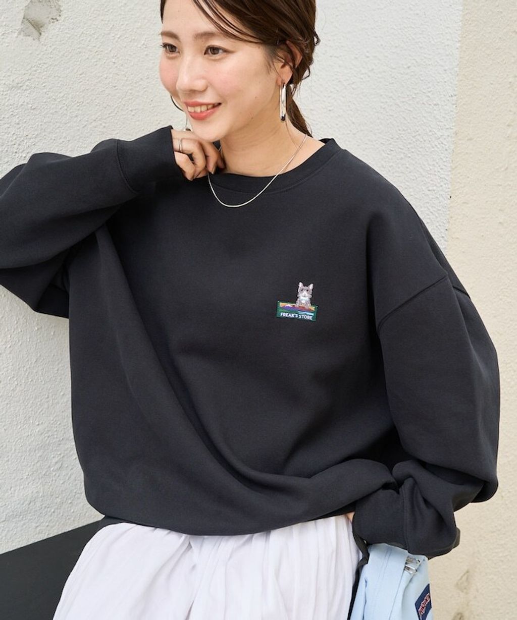 FREAKS STORE 動物刺繡logo定番素色刷毛大學T_15