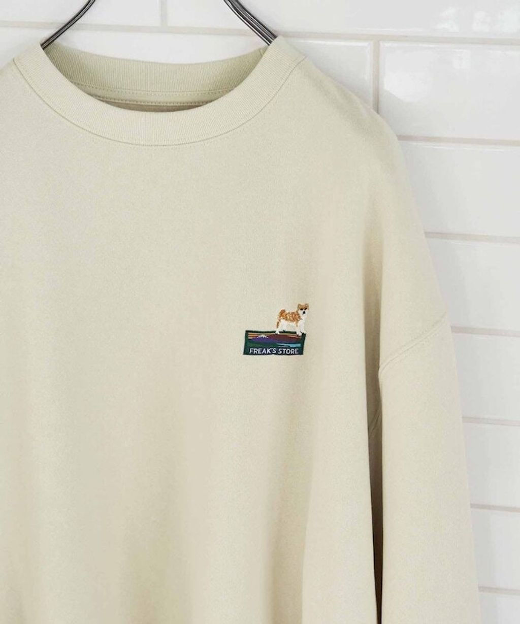 FREAKS STORE 動物刺繡logo定番素色刷毛大學T_1