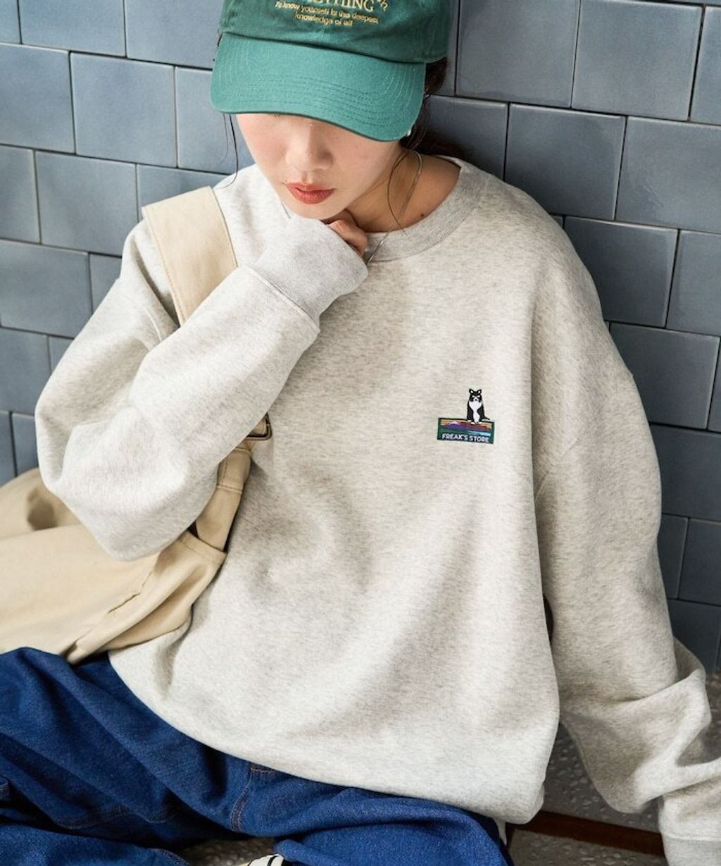 FREAKS STORE 動物刺繡logo定番素色刷毛大學T_2