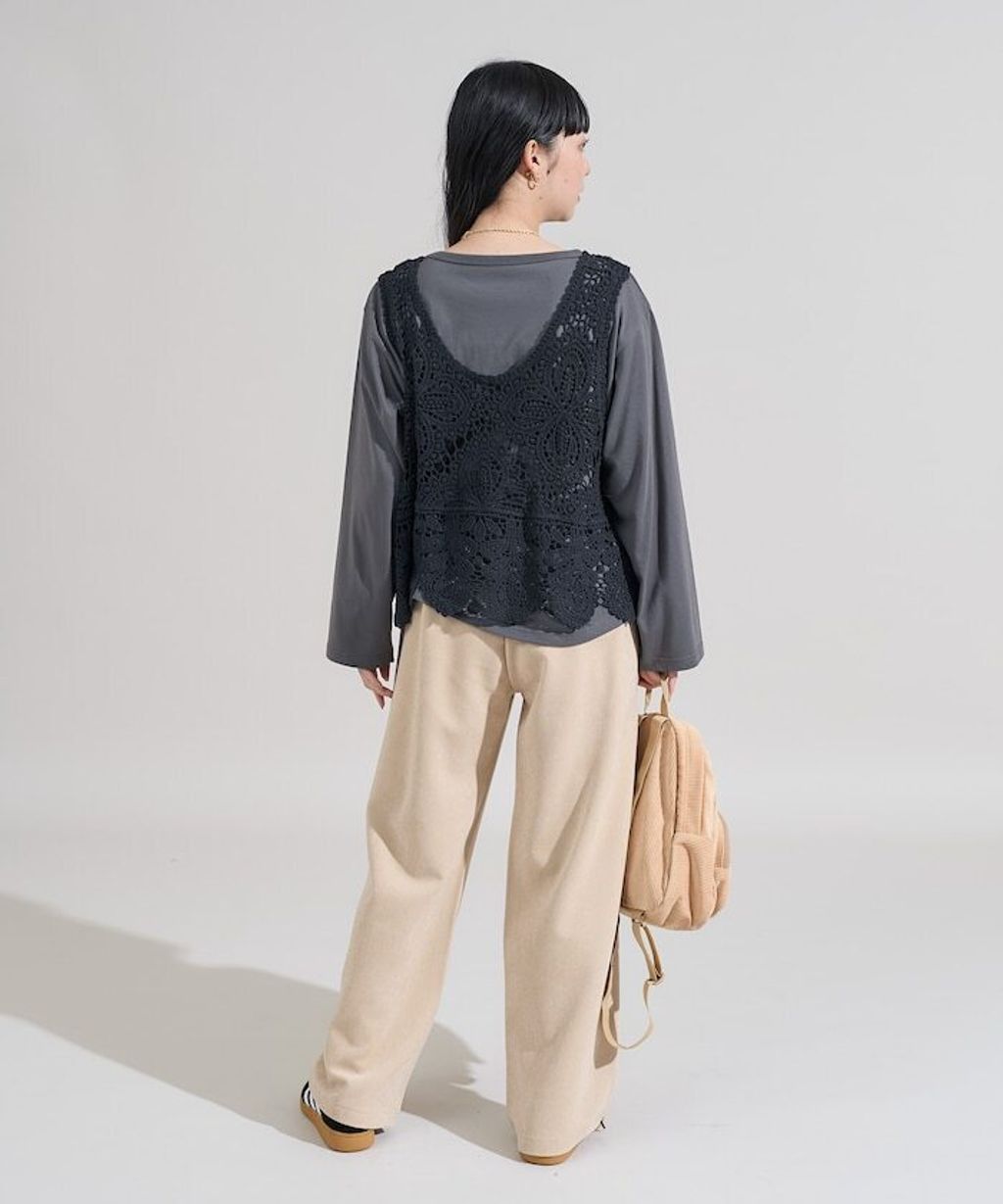 FREAKS STORE 蕾絲背心以及素色長袖上衣套裝組合(一套兩入)_6