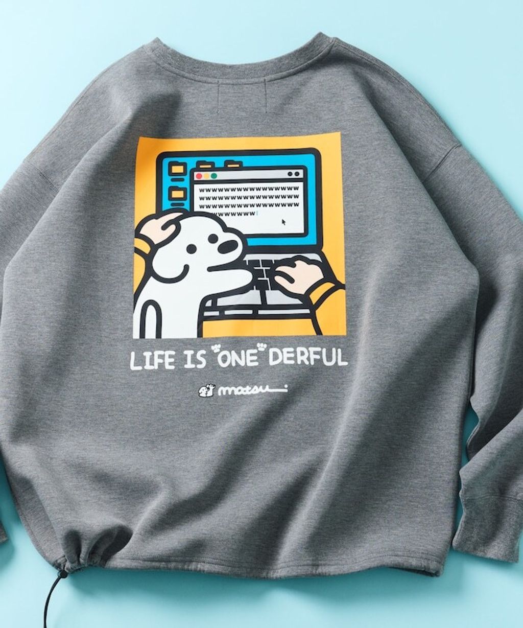 matsui×FREAKS STORE  警告狗狗下擺抽繩刷毛大學T_20