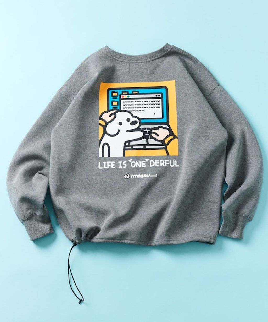 matsui×FREAKS STORE  警告狗狗下擺抽繩刷毛大學T_19