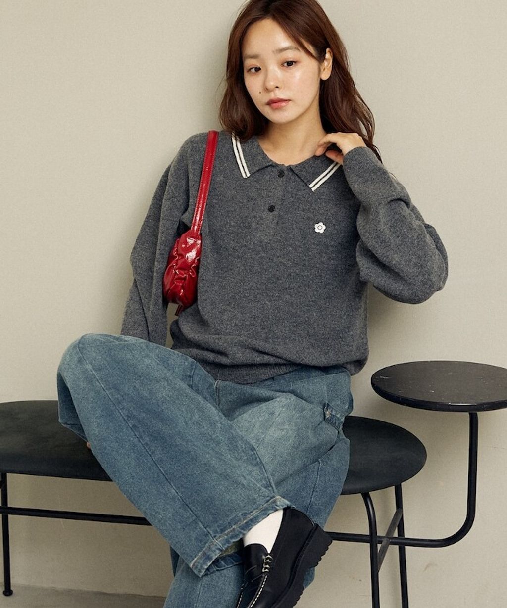 MARY QUANT × FREAKS STORE 襟線條刺繡Polo針織衫_50