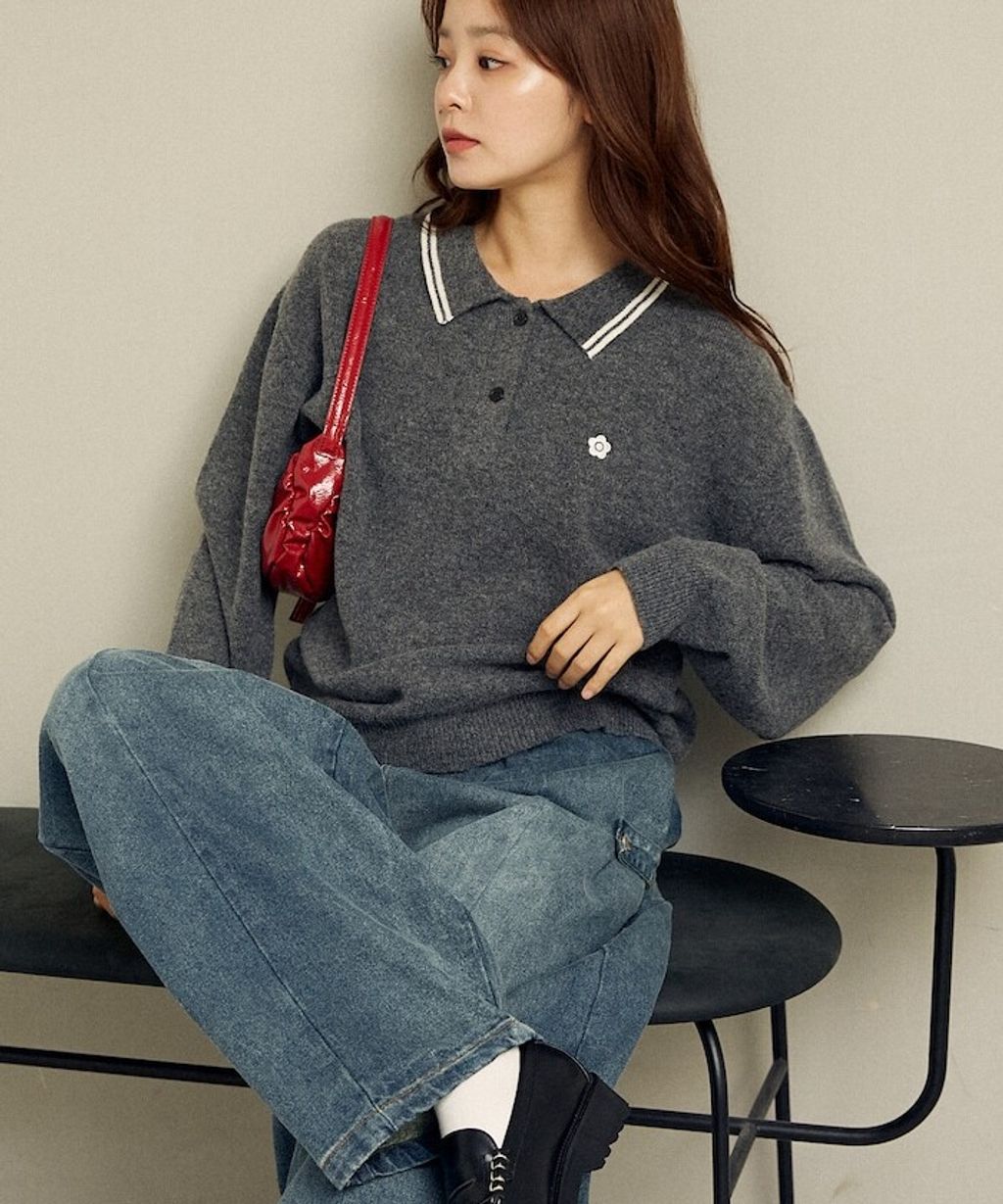 MARY QUANT × FREAKS STORE 襟線條刺繡Polo針織衫_40