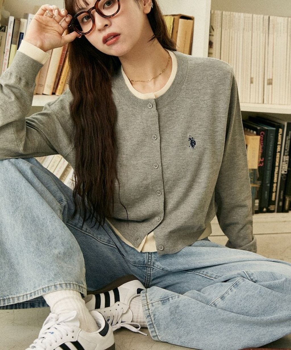 U.S. POLO ASSN. 假兩件式拼色開襟針織衫_35