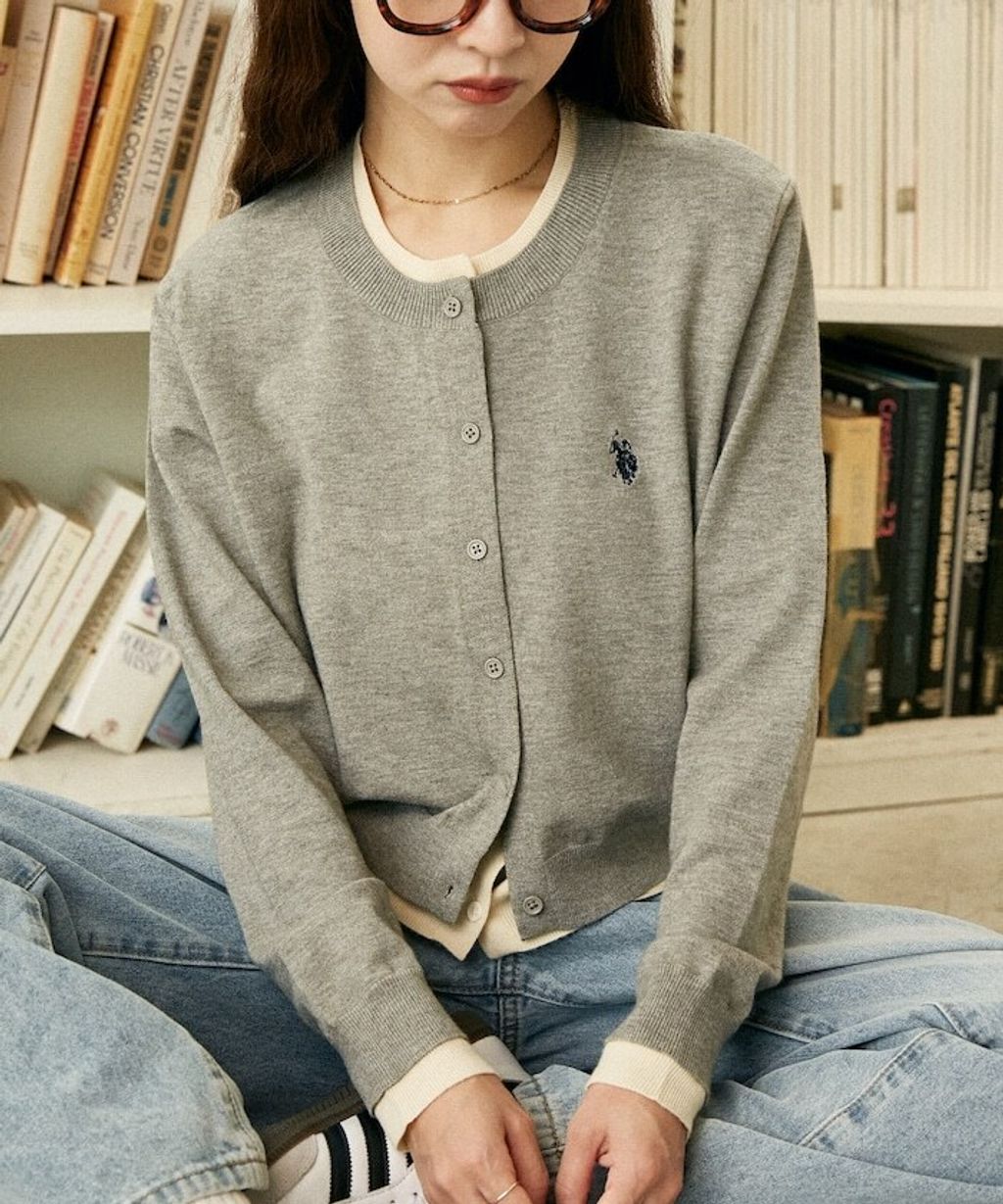 U.S. POLO ASSN. 假兩件式拼色開襟針織衫_38