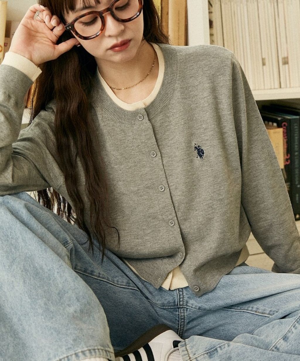 U.S. POLO ASSN. 假兩件式拼色開襟針織衫_28