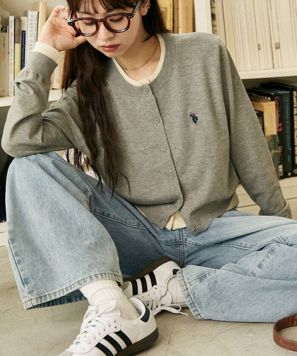 U.S. POLO ASSN. 假兩件式拼色開襟針織衫_30