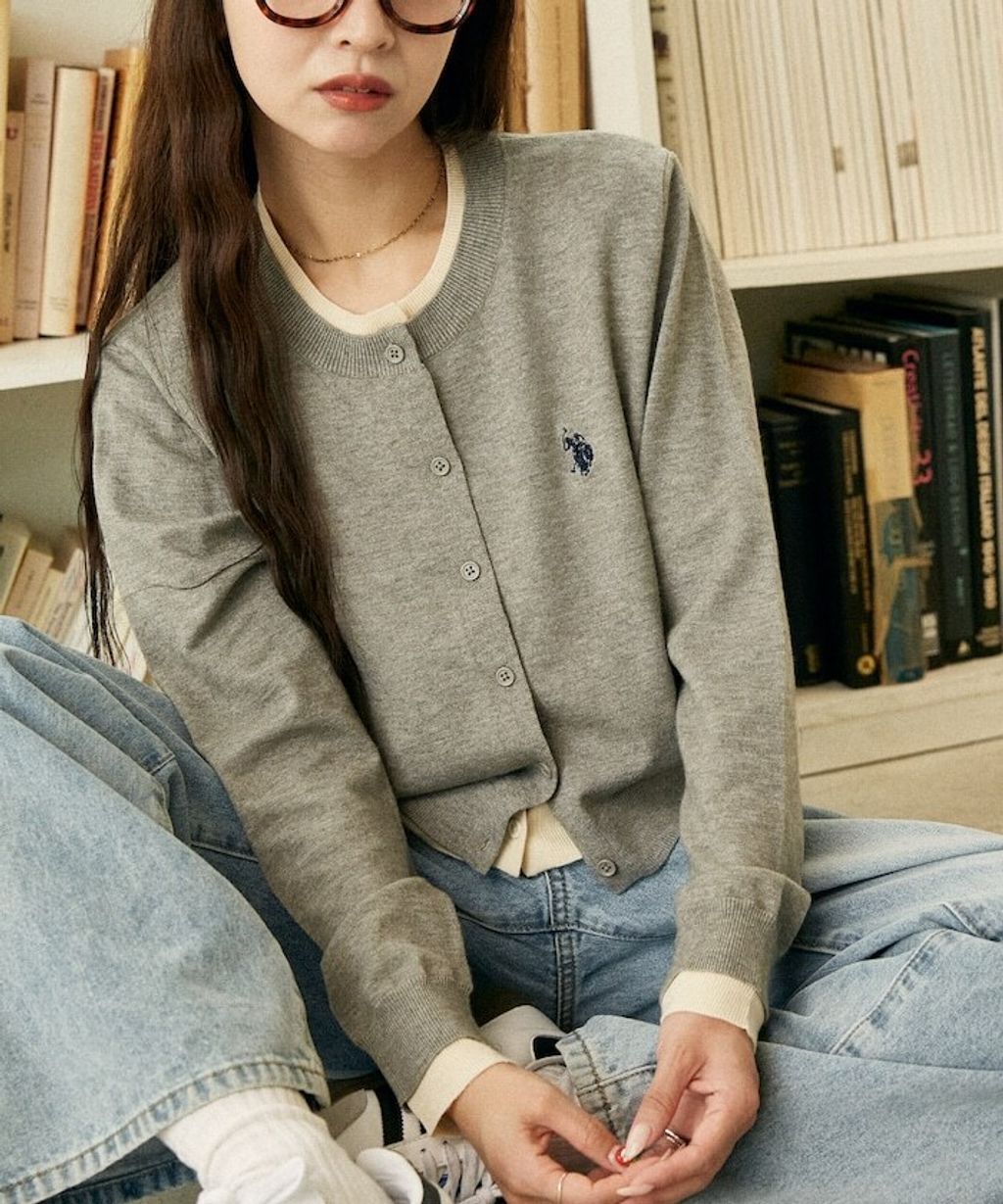 U.S. POLO ASSN. 假兩件式拼色開襟針織衫_31