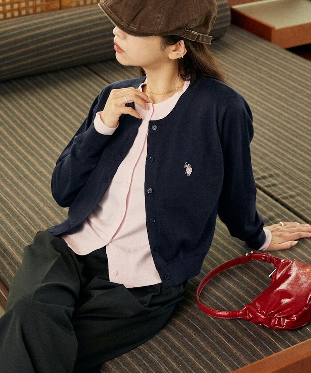 U.S. POLO ASSN. 假兩件式拼色開襟針織衫_24