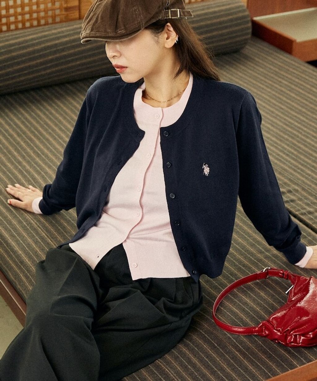 U.S. POLO ASSN. 假兩件式拼色開襟針織衫_17