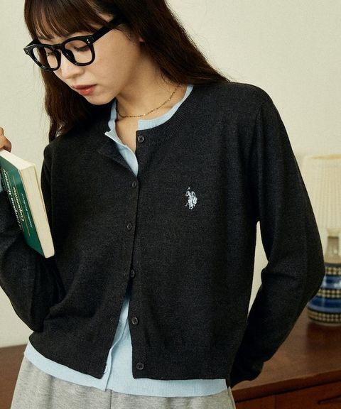 U.S. POLO ASSN. 假兩件式拼色開襟針織衫_4