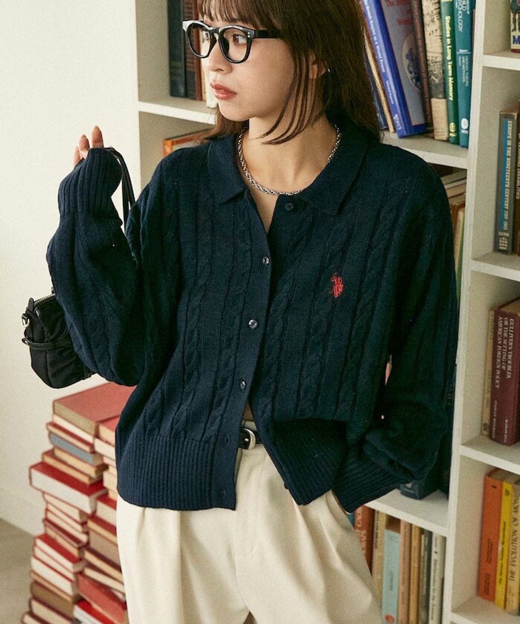 U.S. POLO ASSN. 麻花針織Polo開襟衫_11