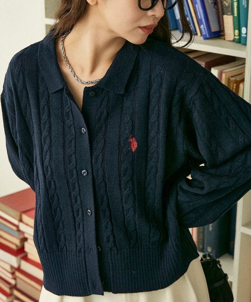 U.S. POLO ASSN. 麻花針織Polo開襟衫_7