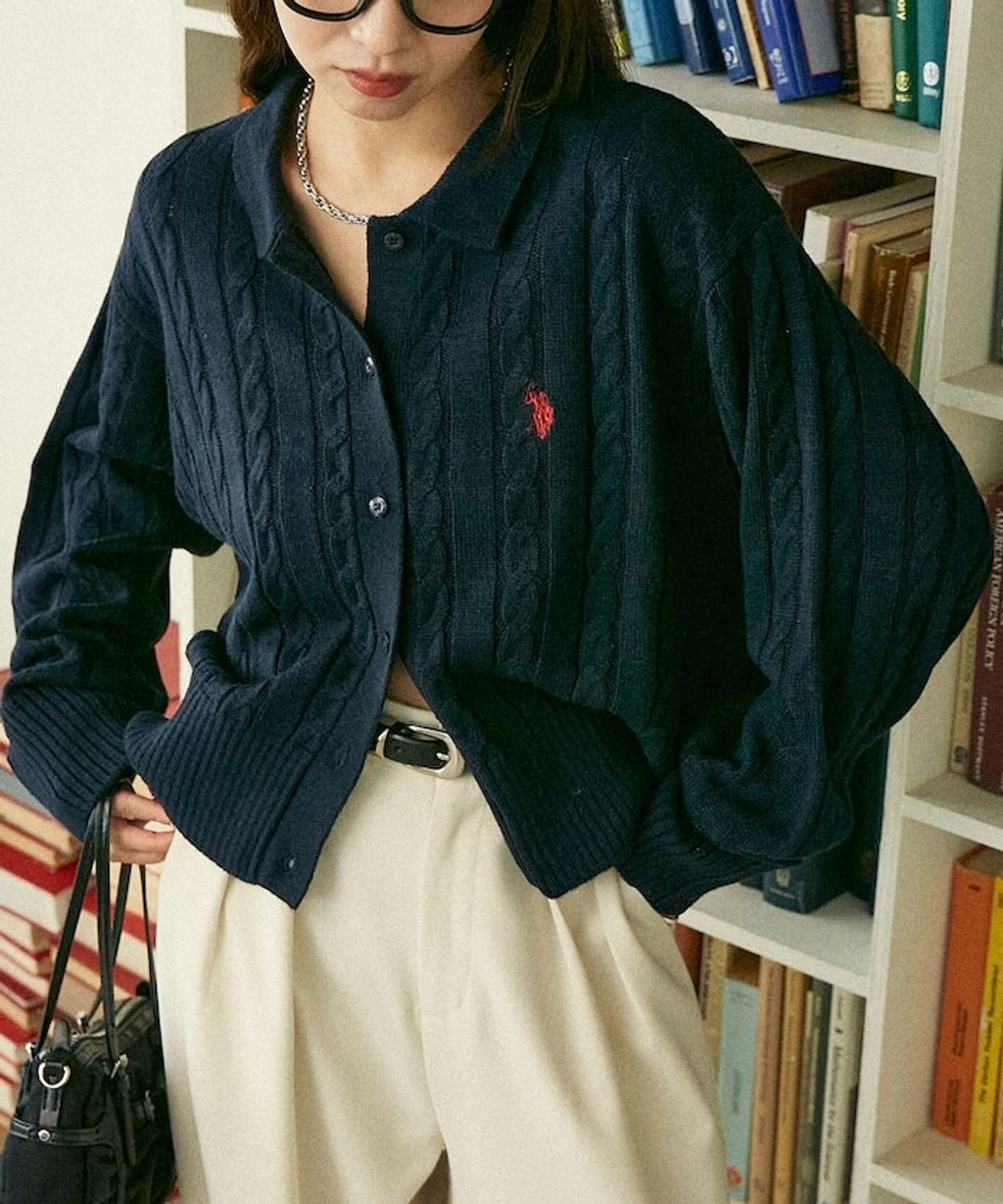 U.S. POLO ASSN. 麻花針織Polo開襟衫_4
