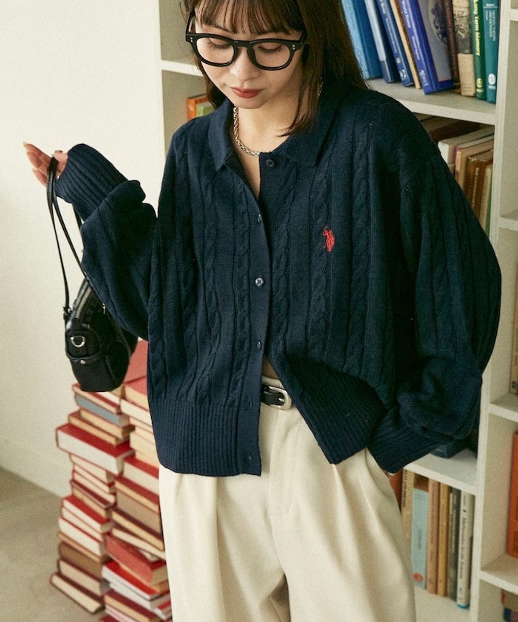 U.S. POLO ASSN. 麻花針織Polo開襟衫_10