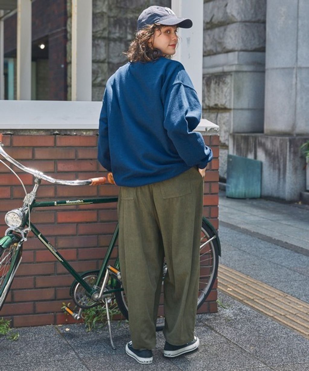MONO-MART 燈芯絨工裝口袋錐形寬褲(男女同款)_72