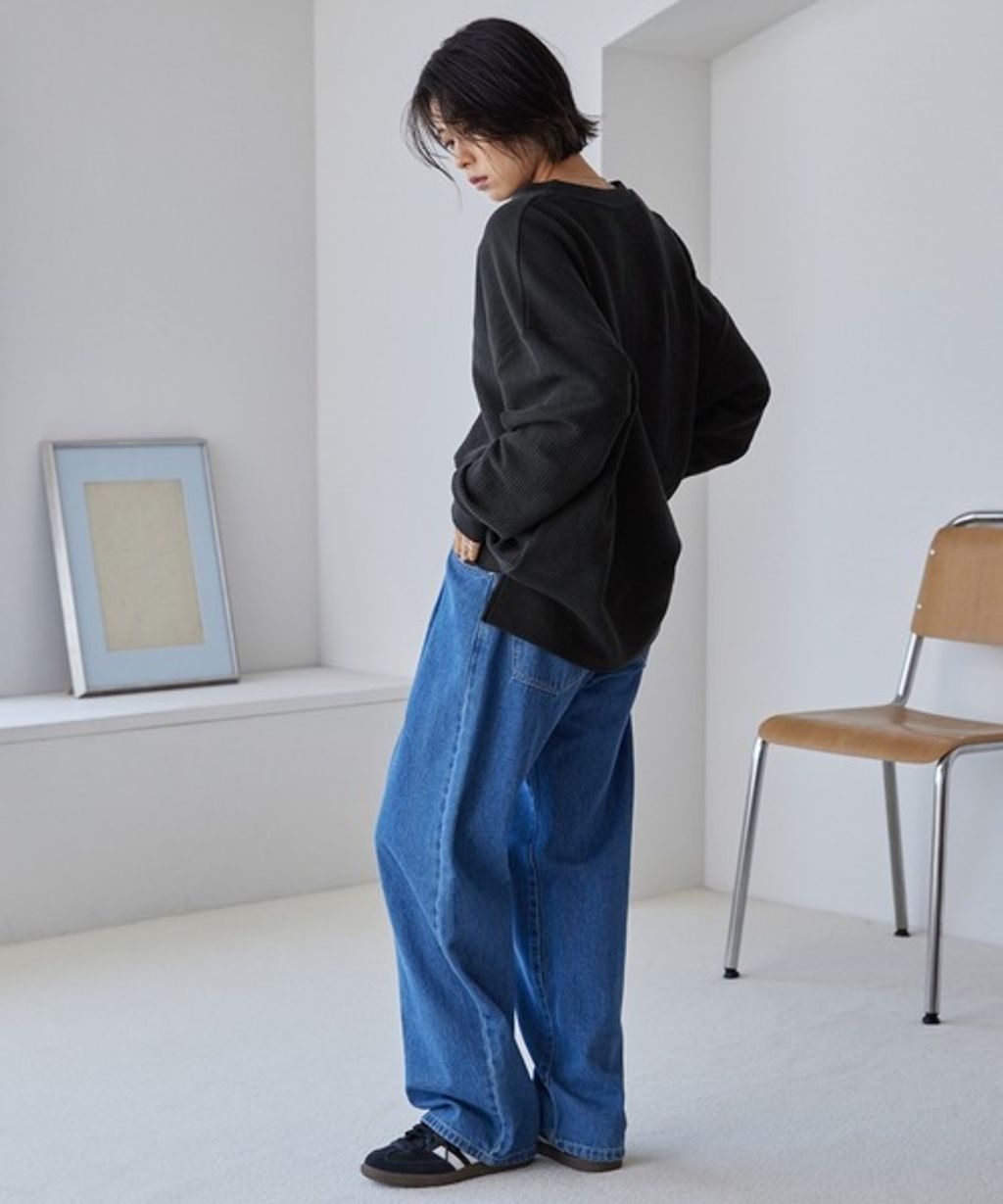 MONO-MART 刺繡小狐狸開襟領華夫格長袖上衣_10