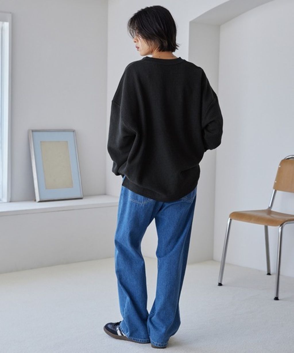 MONO-MART 刺繡小狐狸開襟領華夫格長袖上衣_11