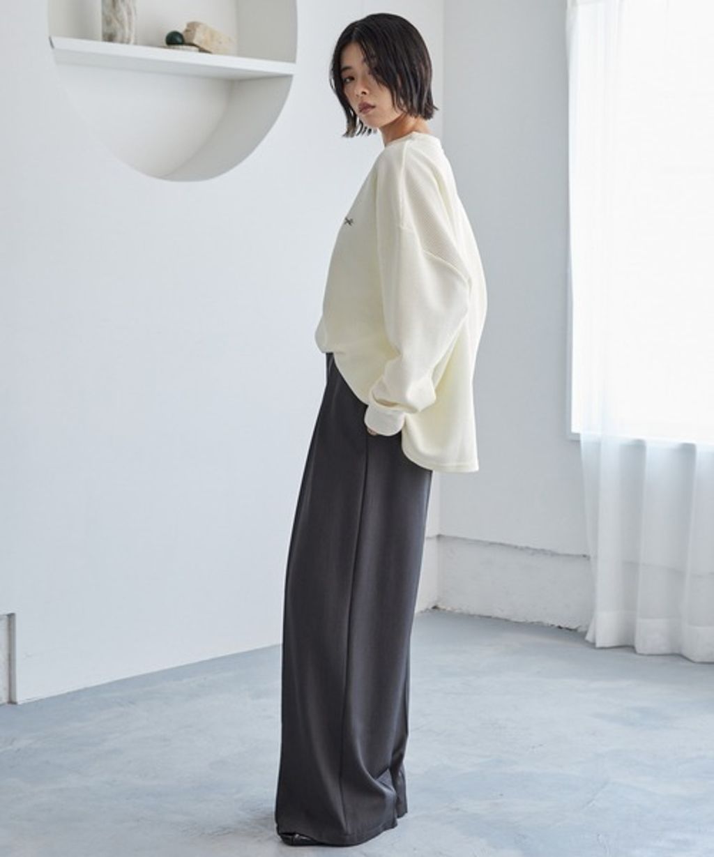 MONO-MART 刺繡小狐狸開襟領華夫格長袖上衣_30