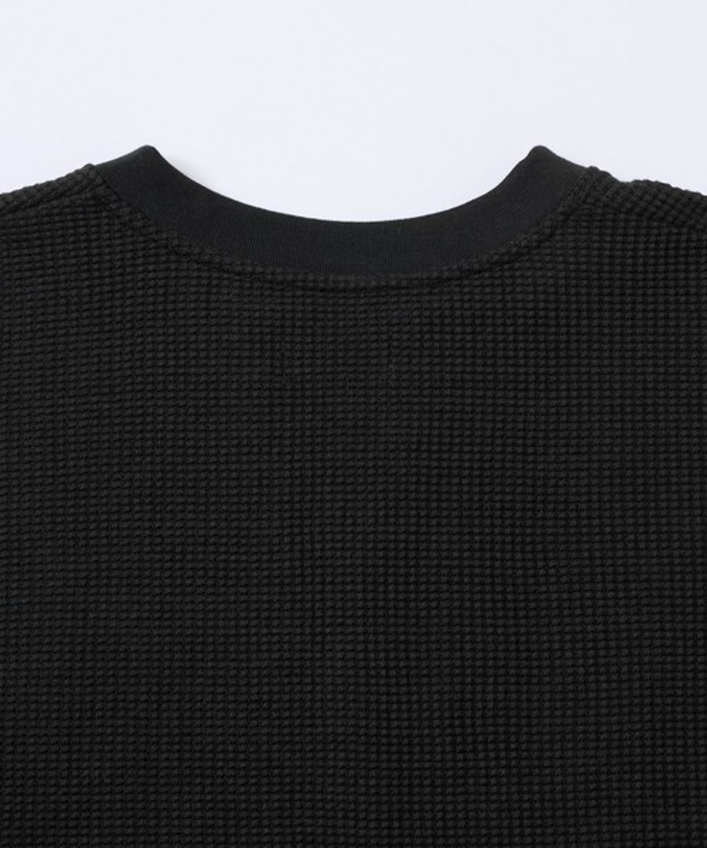 MONO-MART 刺繡小狐狸開襟領華夫格長袖上衣_60