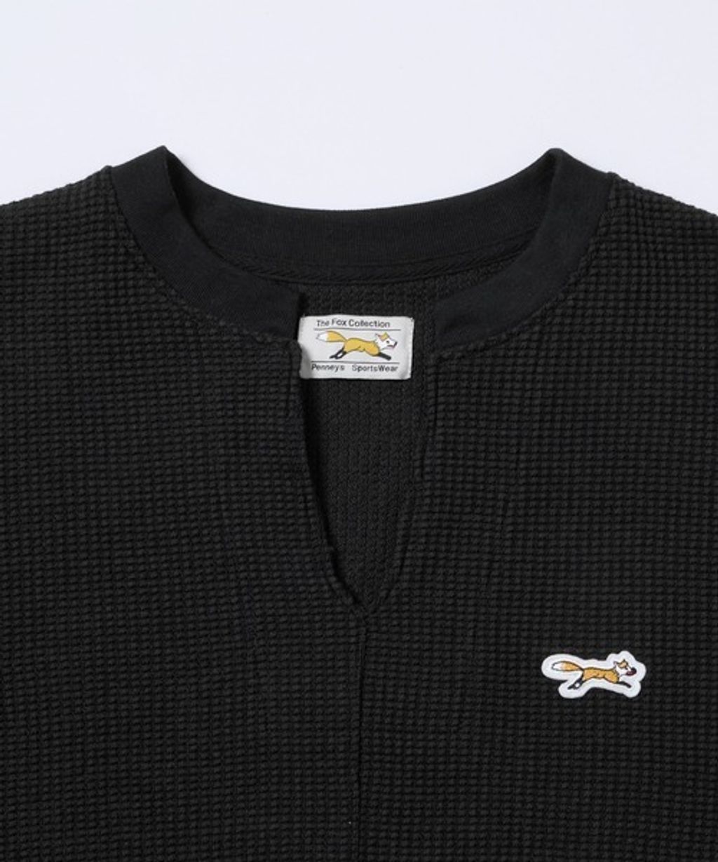 MONO-MART 刺繡小狐狸開襟領華夫格長袖上衣_59